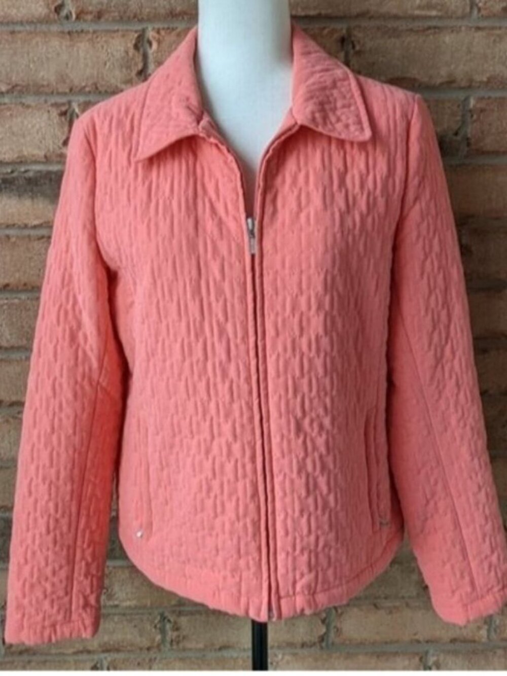 Denver Hayes quilted salmon pink zip jacket
